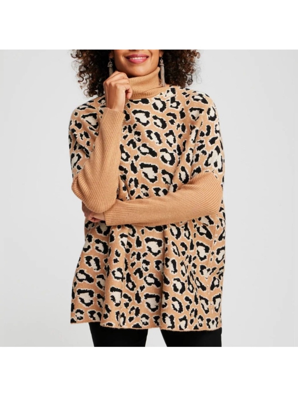Chico's leopard print oversized boxy sweater SzL/XL and bigger